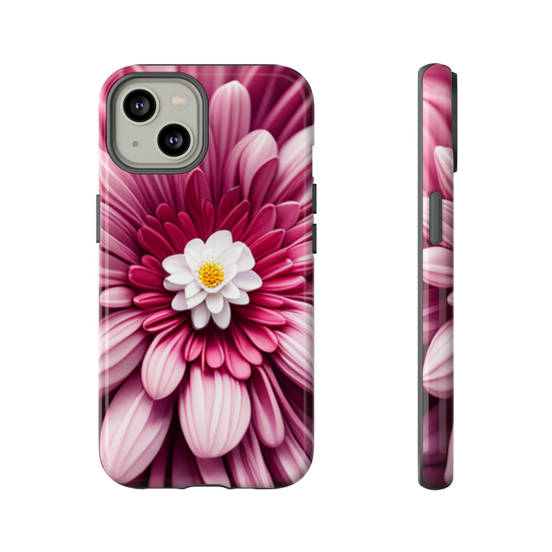 Pink Flower Tough Cases  All iPhone 15, 14, 13, 12, 11, X, 8 , Google Pixel 7, 6, 5, Samsung Galaxy 23, 22, 21, 20, 10