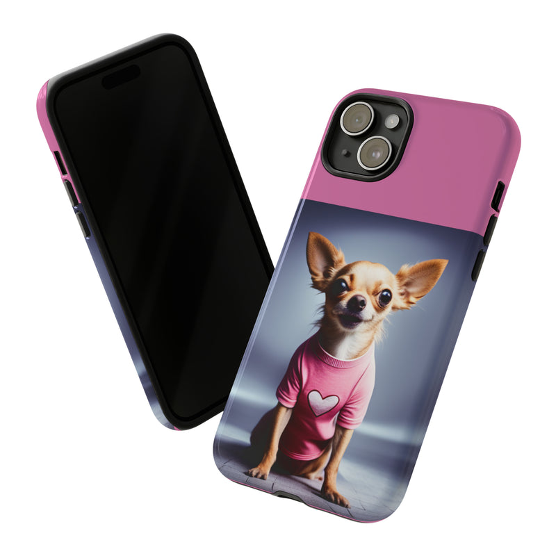 Pink Heart Chihuahua Tough Cases. All iPhone 15, 14, 13, 12, 11, X, 8 , Google Pixel 7, 6, 5, Samsung Galaxy 23, 22, 21, 20, 10