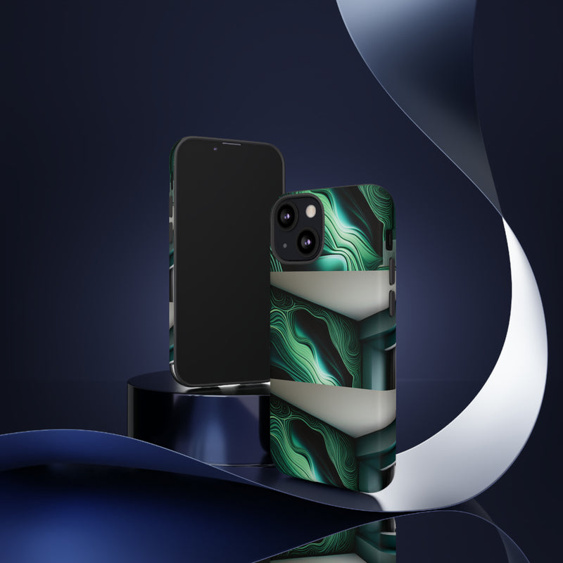 Green Geometric Patterns - Tough Cases  All iPhone 15, 14, 13, 12, 11, X, 8 , Google Pixel 7, 6, 5, Samsung Galaxy 23, 22, 21, 20, 10