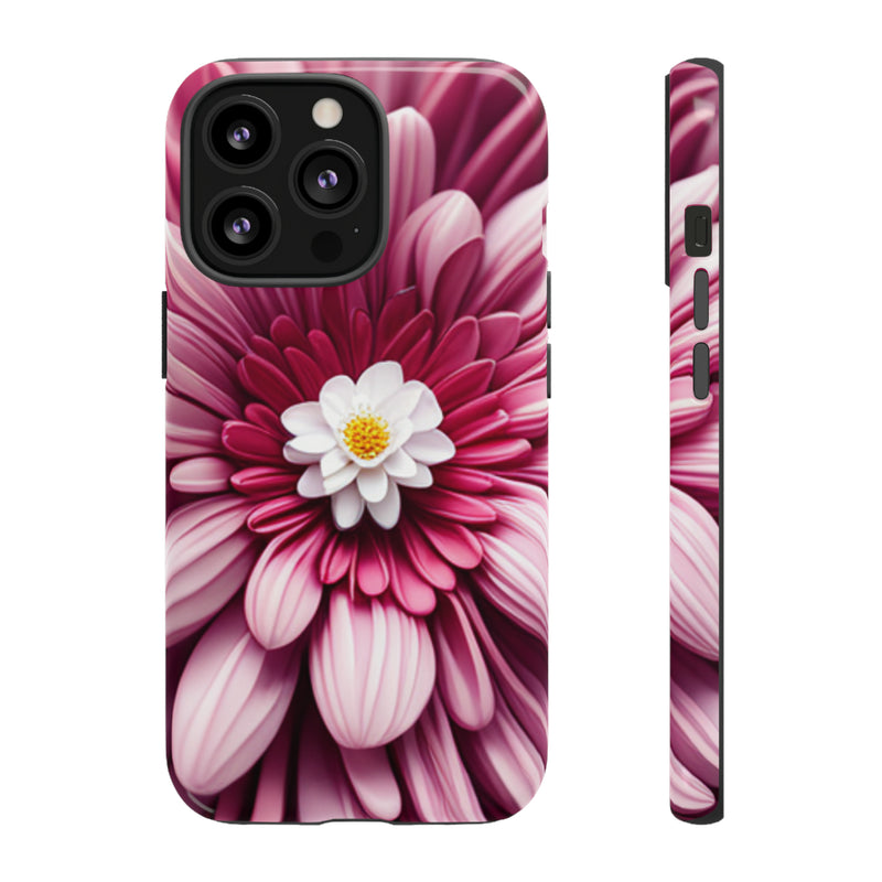 Pink Flower Tough Cases  All iPhone 15, 14, 13, 12, 11, X, 8 , Google Pixel 7, 6, 5, Samsung Galaxy 23, 22, 21, 20, 10