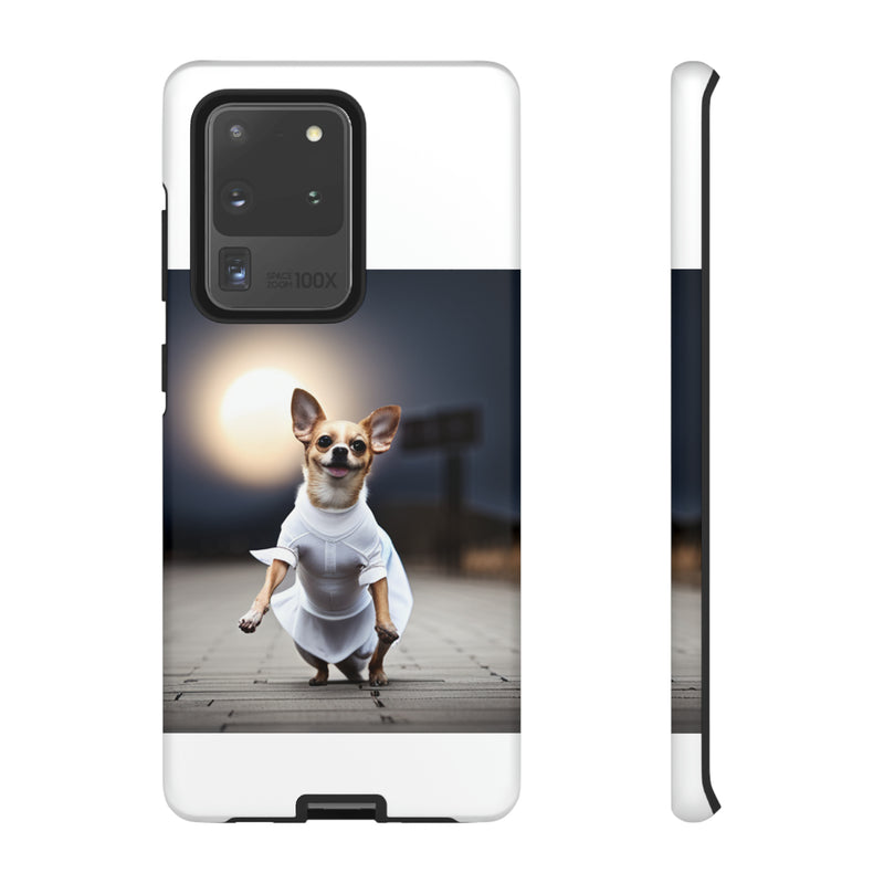 Cute White Dress Chihuahua Tough Cases. All iPhone 15, 14, 13, 12, 11, X, 8 , Google Pixel 7, 6, 5, Samsung Galaxy 23, 22, 21, 20, 10