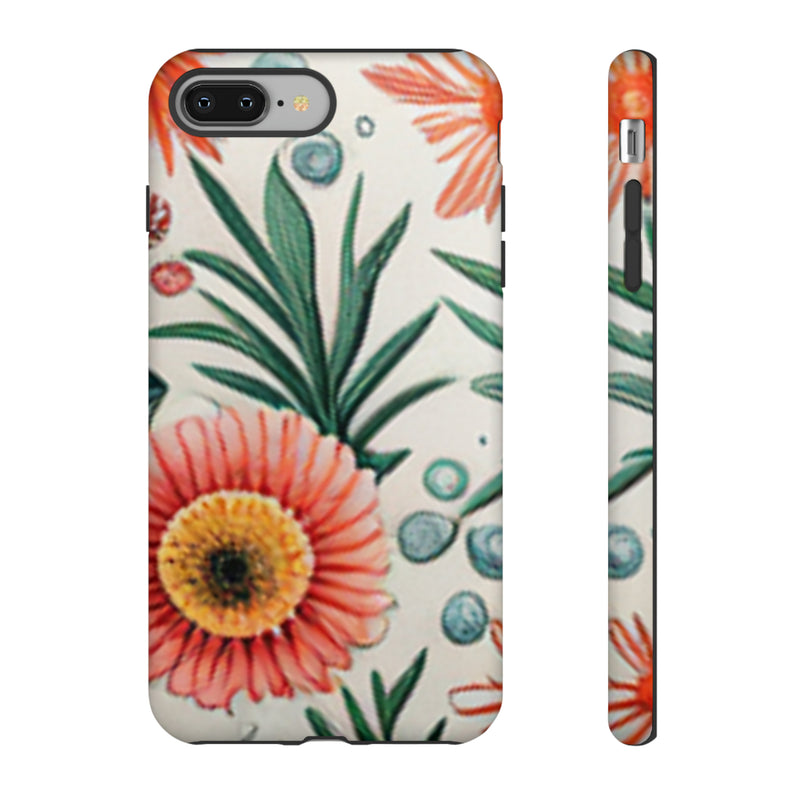 Orange Exotic Flowers Tough Cases All iPhone 15, 14, 13, 12, 11, X, 8 , Google Pixel 7, 6, 5, Samsung Galaxy 23, 22, 21, 20, 10