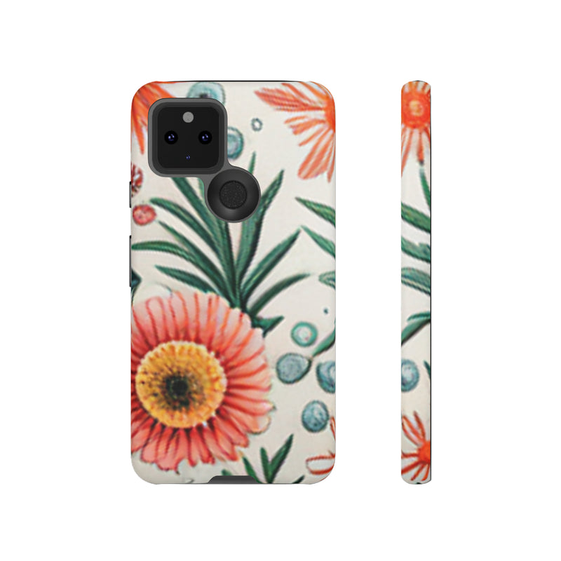 Orange Exotic Flowers Tough Cases All iPhone 15, 14, 13, 12, 11, X, 8 , Google Pixel 7, 6, 5, Samsung Galaxy 23, 22, 21, 20, 10