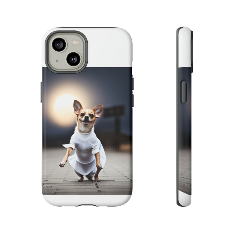 Cute White Dress Chihuahua Tough Cases. All iPhone 15, 14, 13, 12, 11, X, 8 , Google Pixel 7, 6, 5, Samsung Galaxy 23, 22, 21, 20, 10