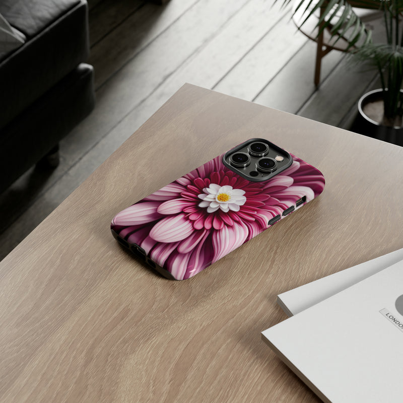 Pink Flower Tough Cases  All iPhone 15, 14, 13, 12, 11, X, 8 , Google Pixel 7, 6, 5, Samsung Galaxy 23, 22, 21, 20, 10