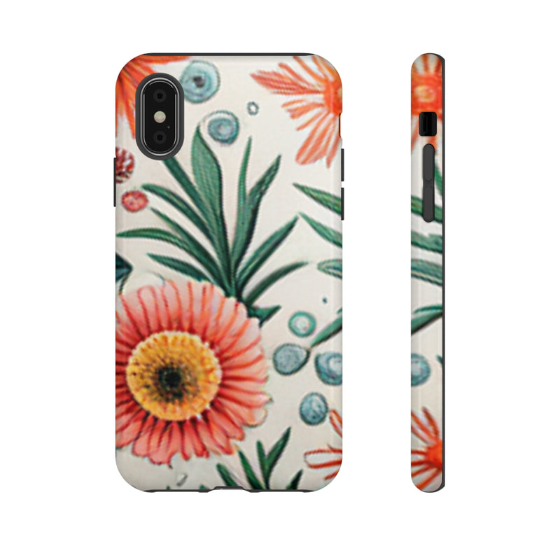 Orange Exotic Flowers Tough Cases All iPhone 15, 14, 13, 12, 11, X, 8 , Google Pixel 7, 6, 5, Samsung Galaxy 23, 22, 21, 20, 10