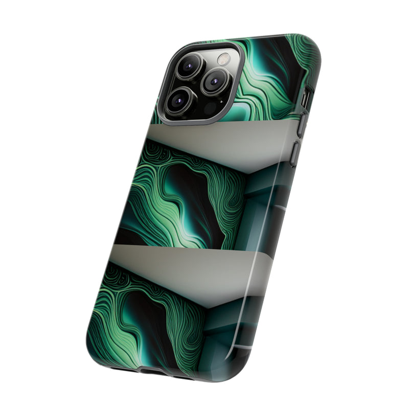 Green Geometric Patterns - Tough Cases  All iPhone 15, 14, 13, 12, 11, X, 8 , Google Pixel 7, 6, 5, Samsung Galaxy 23, 22, 21, 20, 10