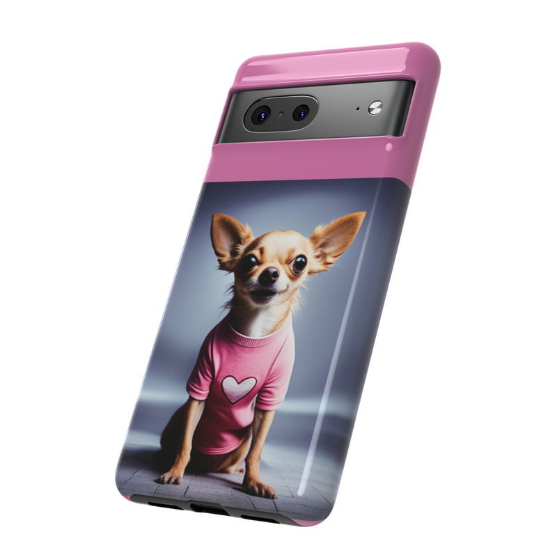 Pink Heart Chihuahua Tough Cases. All iPhone 15, 14, 13, 12, 11, X, 8 , Google Pixel 7, 6, 5, Samsung Galaxy 23, 22, 21, 20, 10