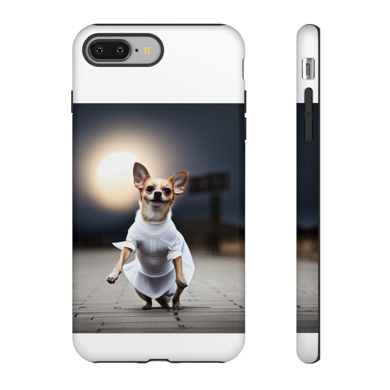 Cute White Dress Chihuahua Tough Cases. All iPhone 15, 14, 13, 12, 11, X, 8 , Google Pixel 7, 6, 5, Samsung Galaxy 23, 22, 21, 20, 10