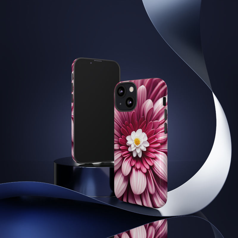 Pink Flower Tough Cases  All iPhone 15, 14, 13, 12, 11, X, 8 , Google Pixel 7, 6, 5, Samsung Galaxy 23, 22, 21, 20, 10