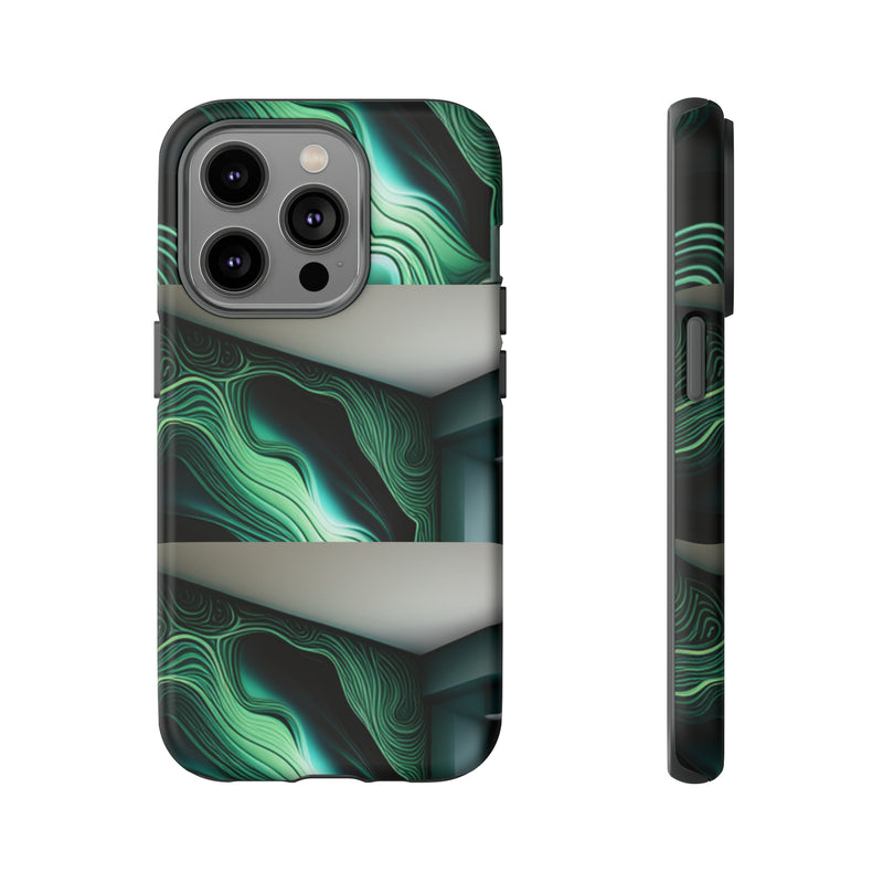 Green Geometric Patterns - Tough Cases  All iPhone 15, 14, 13, 12, 11, X, 8 , Google Pixel 7, 6, 5, Samsung Galaxy 23, 22, 21, 20, 10