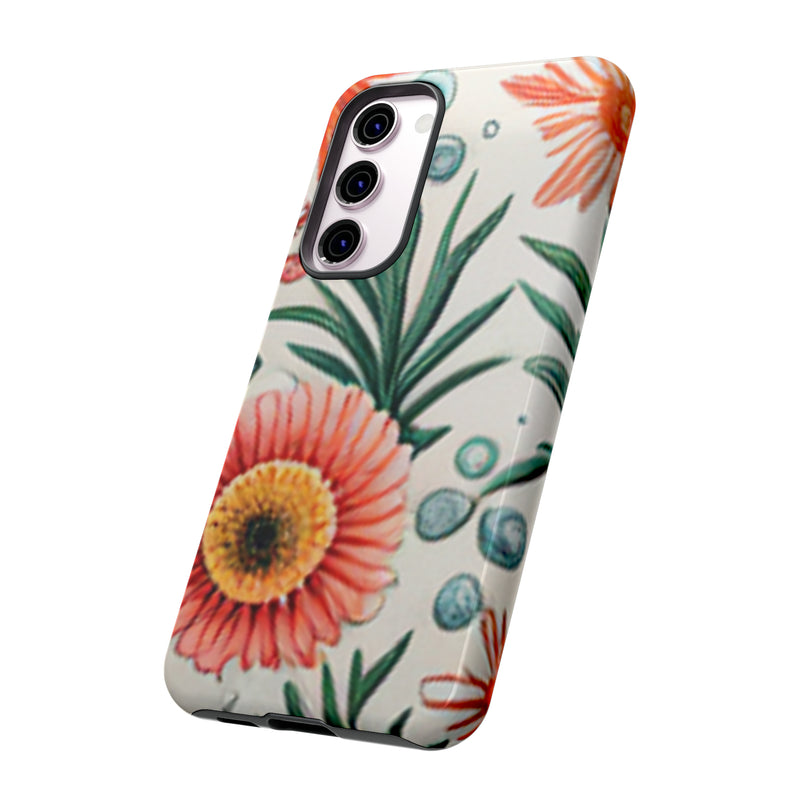 Orange Exotic Flowers Tough Cases All iPhone 15, 14, 13, 12, 11, X, 8 , Google Pixel 7, 6, 5, Samsung Galaxy 23, 22, 21, 20, 10