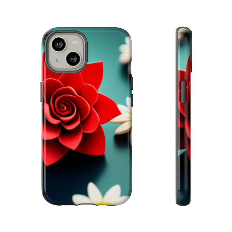 Red Flower On The Connor Tough Cases  All iPhone 15, 14, 13, 12, 11, X, 8 , Google Pixel 7, 6, 5, Samsung Galaxy 23, 22, 21, 20, 10