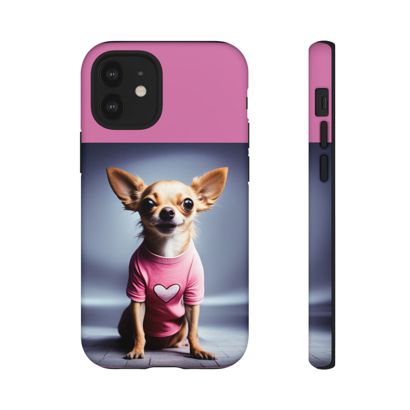 Pink Heart Chihuahua Tough Cases. All iPhone 15, 14, 13, 12, 11, X, 8 , Google Pixel 7, 6, 5, Samsung Galaxy 23, 22, 21, 20, 10