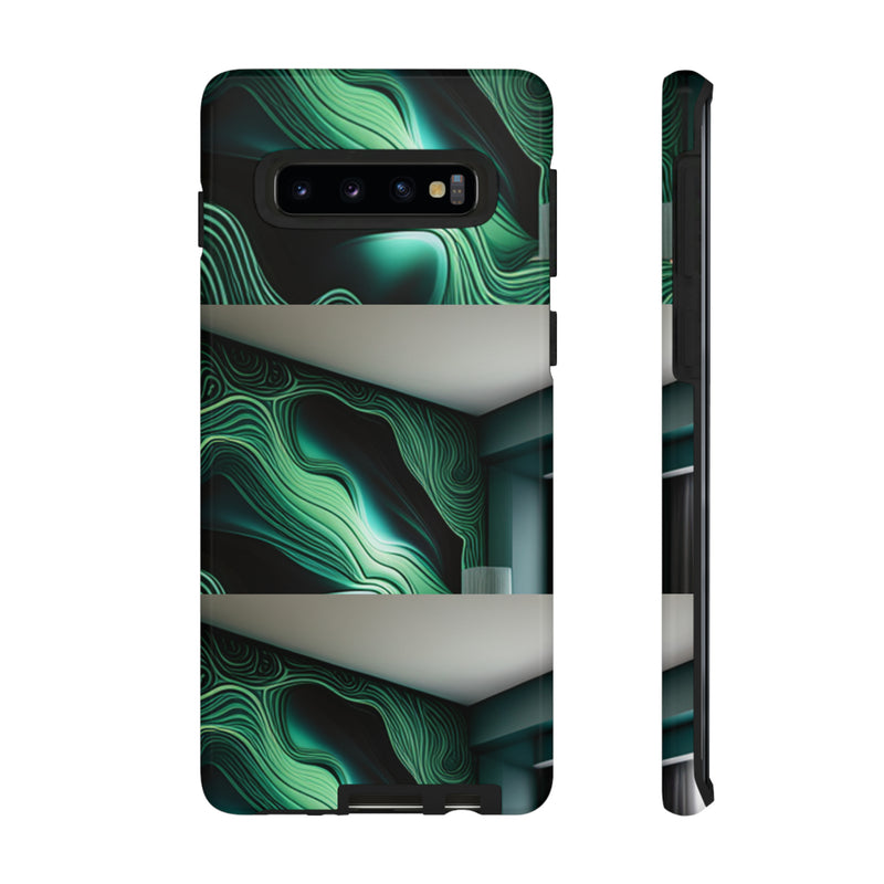 Green Geometric Patterns - Tough Cases  All iPhone 15, 14, 13, 12, 11, X, 8 , Google Pixel 7, 6, 5, Samsung Galaxy 23, 22, 21, 20, 10