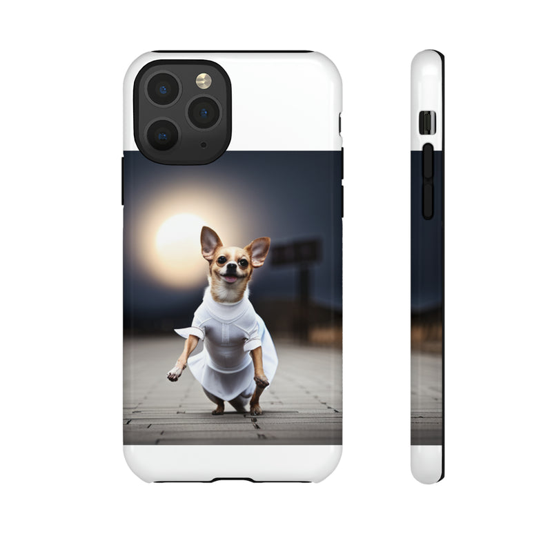 Cute White Dress Chihuahua Tough Cases. All iPhone 15, 14, 13, 12, 11, X, 8 , Google Pixel 7, 6, 5, Samsung Galaxy 23, 22, 21, 20, 10