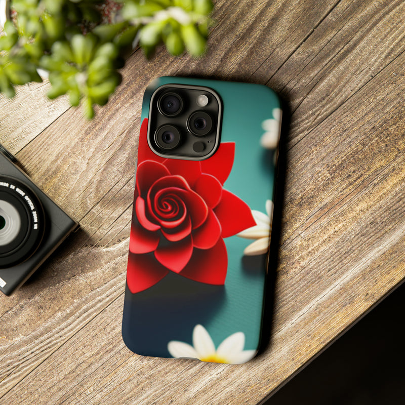 Red Flower On The Connor Tough Cases  All iPhone 15, 14, 13, 12, 11, X, 8 , Google Pixel 7, 6, 5, Samsung Galaxy 23, 22, 21, 20, 10