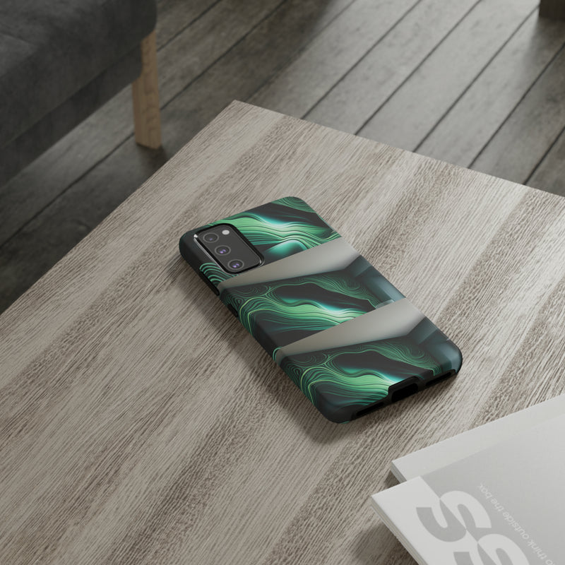 Green Geometric Patterns - Tough Cases  All iPhone 15, 14, 13, 12, 11, X, 8 , Google Pixel 7, 6, 5, Samsung Galaxy 23, 22, 21, 20, 10