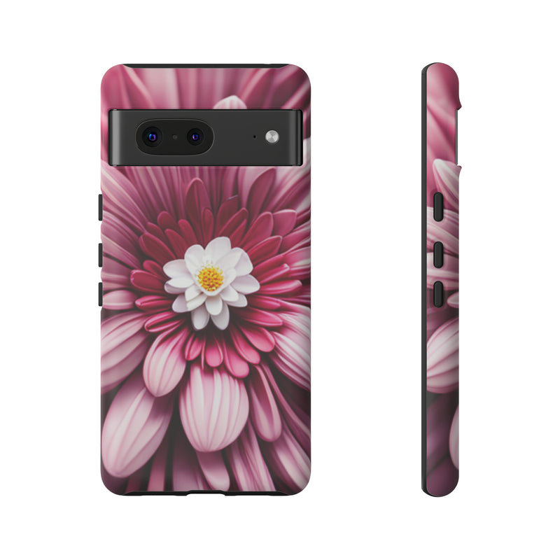 Pink Flower Tough Cases  All iPhone 15, 14, 13, 12, 11, X, 8 , Google Pixel 7, 6, 5, Samsung Galaxy 23, 22, 21, 20, 10