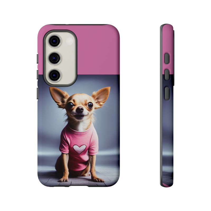 Pink Heart Chihuahua Tough Cases. All iPhone 15, 14, 13, 12, 11, X, 8 , Google Pixel 7, 6, 5, Samsung Galaxy 23, 22, 21, 20, 10