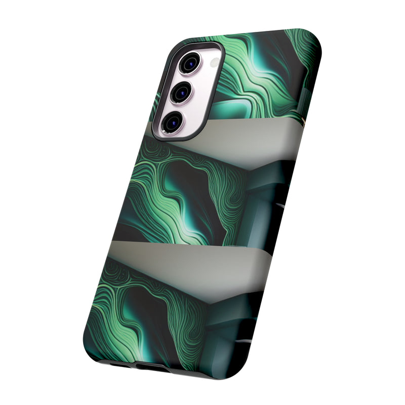 Green Geometric Patterns - Tough Cases  All iPhone 15, 14, 13, 12, 11, X, 8 , Google Pixel 7, 6, 5, Samsung Galaxy 23, 22, 21, 20, 10