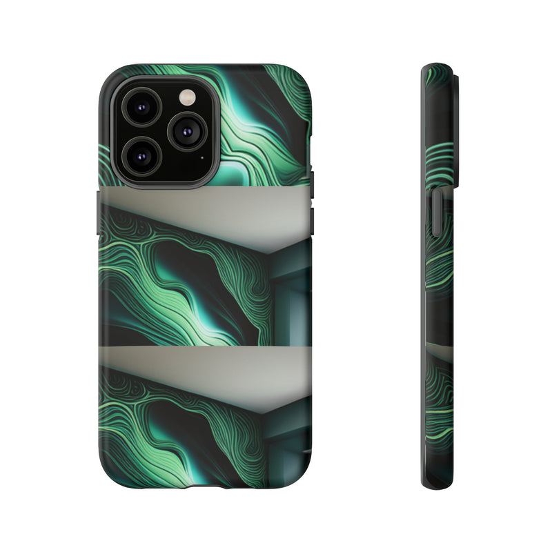 Green Geometric Patterns - Tough Cases  All iPhone 15, 14, 13, 12, 11, X, 8 , Google Pixel 7, 6, 5, Samsung Galaxy 23, 22, 21, 20, 10