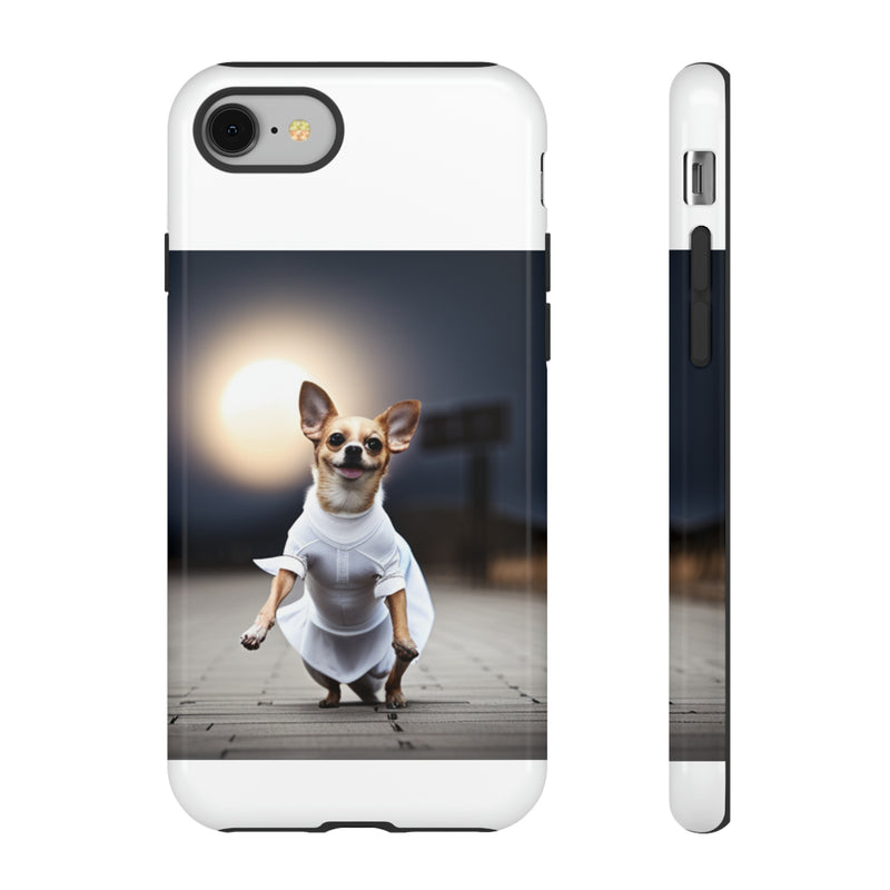 Cute White Dress Chihuahua Tough Cases. All iPhone 15, 14, 13, 12, 11, X, 8 , Google Pixel 7, 6, 5, Samsung Galaxy 23, 22, 21, 20, 10