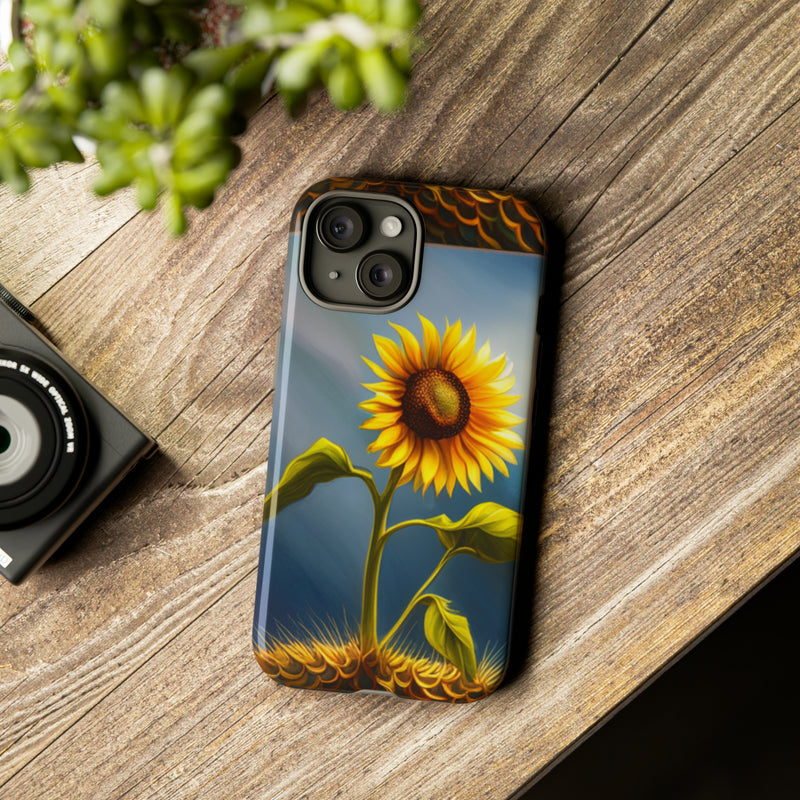 Sunflower In A Shelf Tough Cases  All iPhone 15, 14, 13, 12, 11, X, 8 , Google Pixel 7, 6, 5, Samsung Galaxy 23, 22, 21, 20, 10