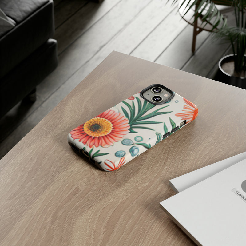 Orange Exotic Flowers Tough Cases All iPhone 15, 14, 13, 12, 11, X, 8 , Google Pixel 7, 6, 5, Samsung Galaxy 23, 22, 21, 20, 10