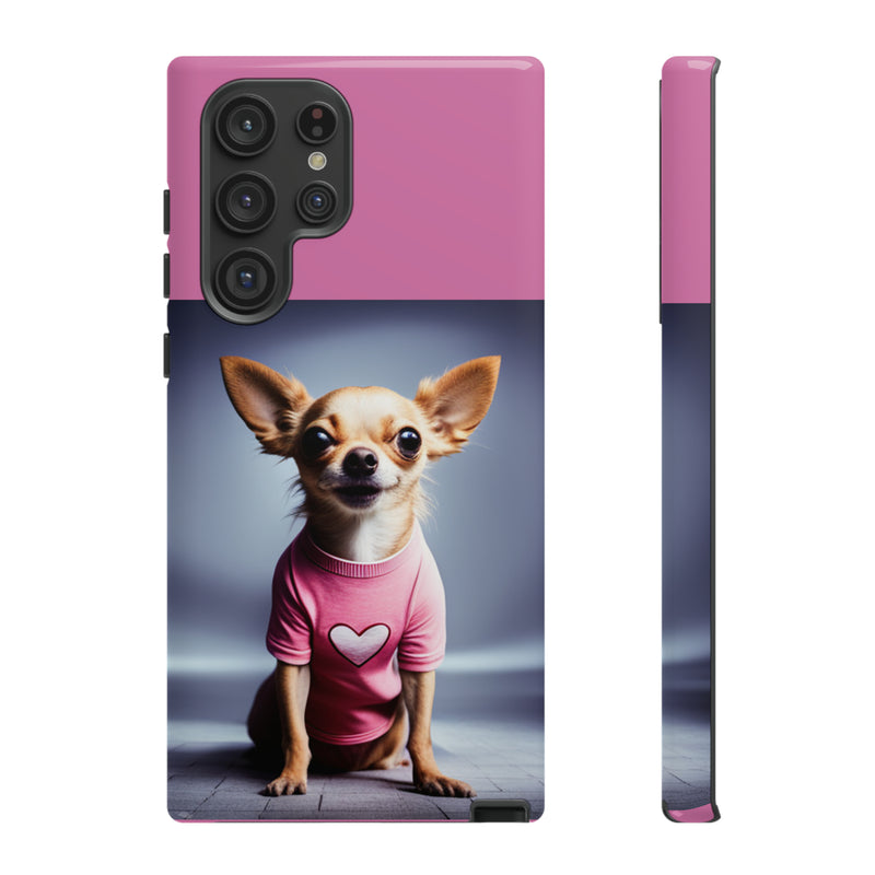 Pink Heart Chihuahua Tough Cases. All iPhone 15, 14, 13, 12, 11, X, 8 , Google Pixel 7, 6, 5, Samsung Galaxy 23, 22, 21, 20, 10