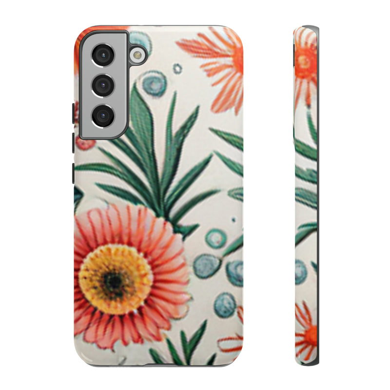 Orange Exotic Flowers Tough Cases All iPhone 15, 14, 13, 12, 11, X, 8 , Google Pixel 7, 6, 5, Samsung Galaxy 23, 22, 21, 20, 10