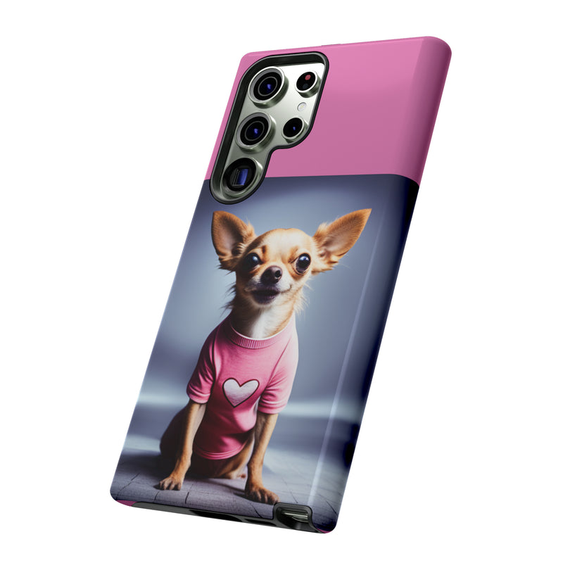 Pink Heart Chihuahua Tough Cases. All iPhone 15, 14, 13, 12, 11, X, 8 , Google Pixel 7, 6, 5, Samsung Galaxy 23, 22, 21, 20, 10