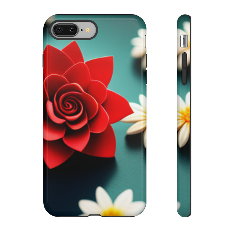 Red Flower On The Connor Tough Cases  All iPhone 15, 14, 13, 12, 11, X, 8 , Google Pixel 7, 6, 5, Samsung Galaxy 23, 22, 21, 20, 10