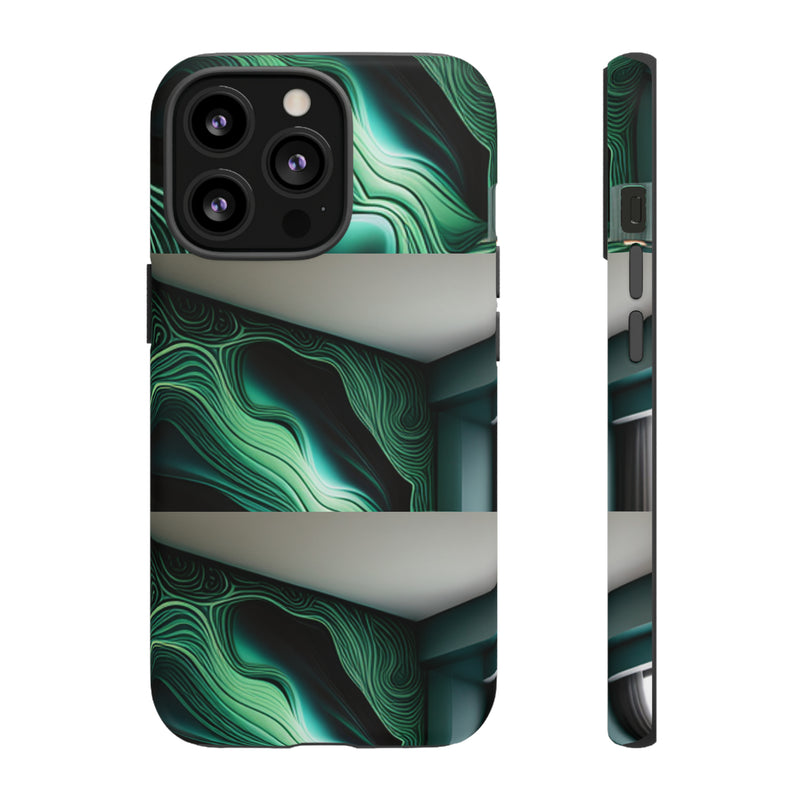 Green Geometric Patterns - Tough Cases  All iPhone 15, 14, 13, 12, 11, X, 8 , Google Pixel 7, 6, 5, Samsung Galaxy 23, 22, 21, 20, 10