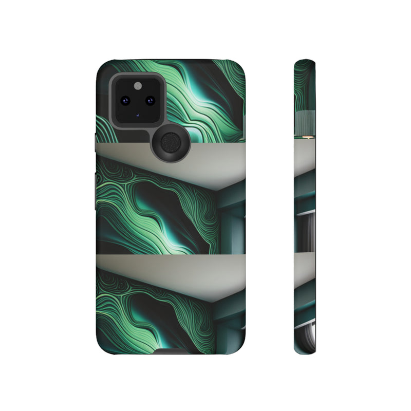 Green Geometric Patterns - Tough Cases  All iPhone 15, 14, 13, 12, 11, X, 8 , Google Pixel 7, 6, 5, Samsung Galaxy 23, 22, 21, 20, 10