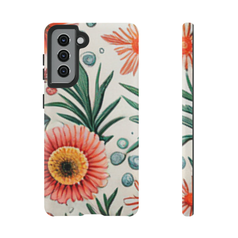 Orange Exotic Flowers Tough Cases All iPhone 15, 14, 13, 12, 11, X, 8 , Google Pixel 7, 6, 5, Samsung Galaxy 23, 22, 21, 20, 10