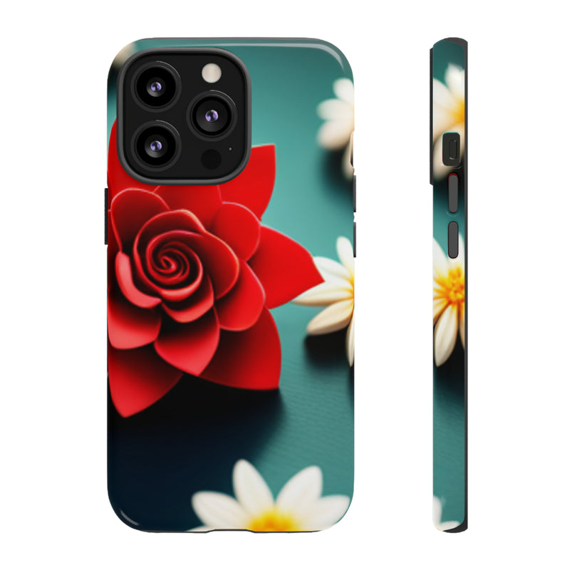 Red Flower On The Connor Tough Cases  All iPhone 15, 14, 13, 12, 11, X, 8 , Google Pixel 7, 6, 5, Samsung Galaxy 23, 22, 21, 20, 10