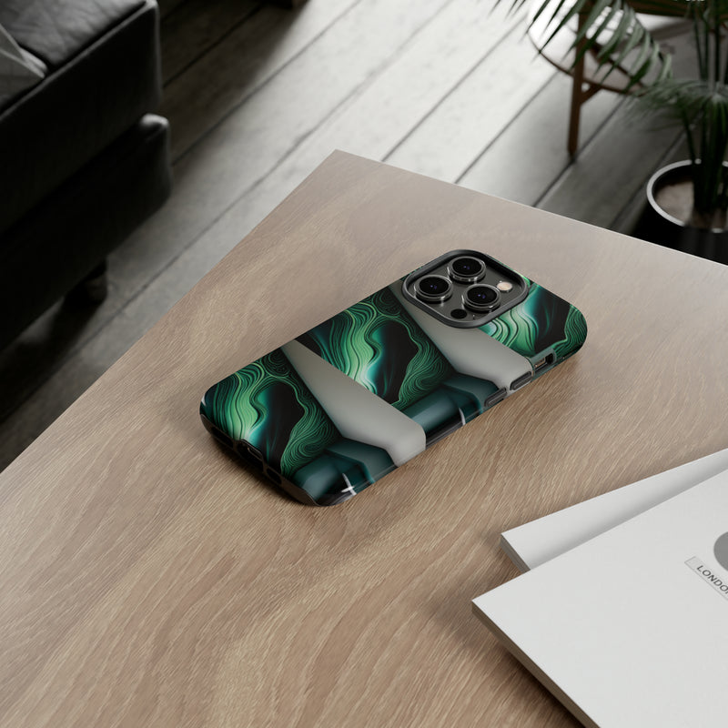 Green Geometric Patterns - Tough Cases  All iPhone 15, 14, 13, 12, 11, X, 8 , Google Pixel 7, 6, 5, Samsung Galaxy 23, 22, 21, 20, 10