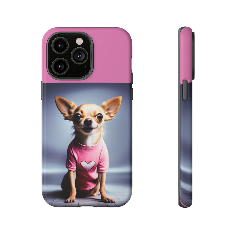 Pink Heart Chihuahua Tough Cases. All iPhone 15, 14, 13, 12, 11, X, 8 , Google Pixel 7, 6, 5, Samsung Galaxy 23, 22, 21, 20, 10