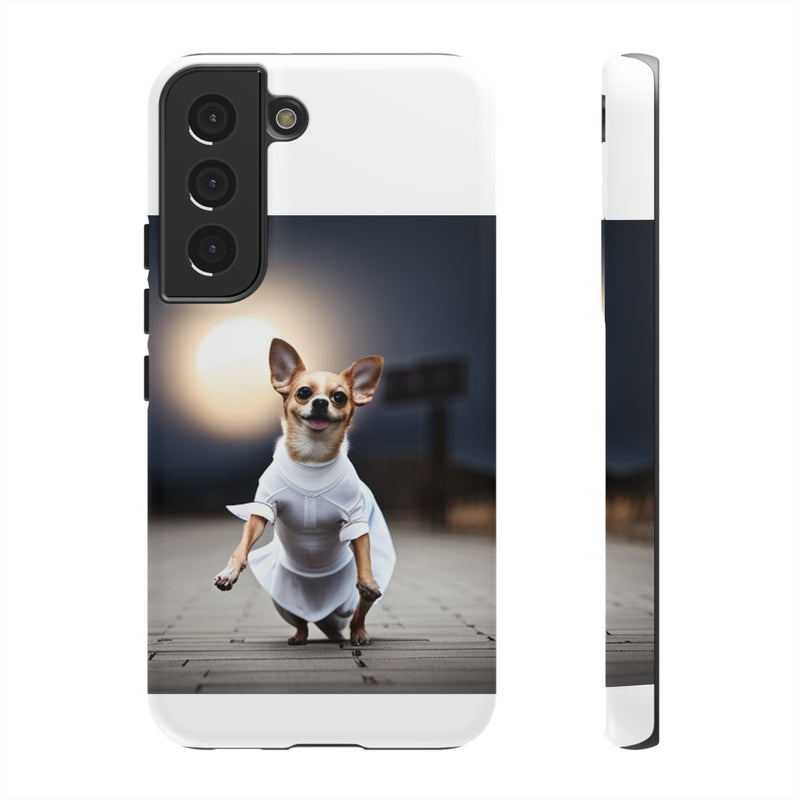 Cute White Dress Chihuahua Tough Cases. All iPhone 15, 14, 13, 12, 11, X, 8 , Google Pixel 7, 6, 5, Samsung Galaxy 23, 22, 21, 20, 10