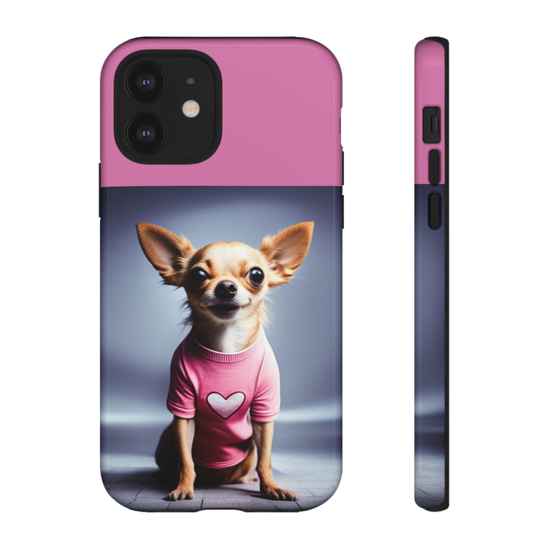 Pink Heart Chihuahua Tough Cases. All iPhone 15, 14, 13, 12, 11, X, 8 , Google Pixel 7, 6, 5, Samsung Galaxy 23, 22, 21, 20, 10