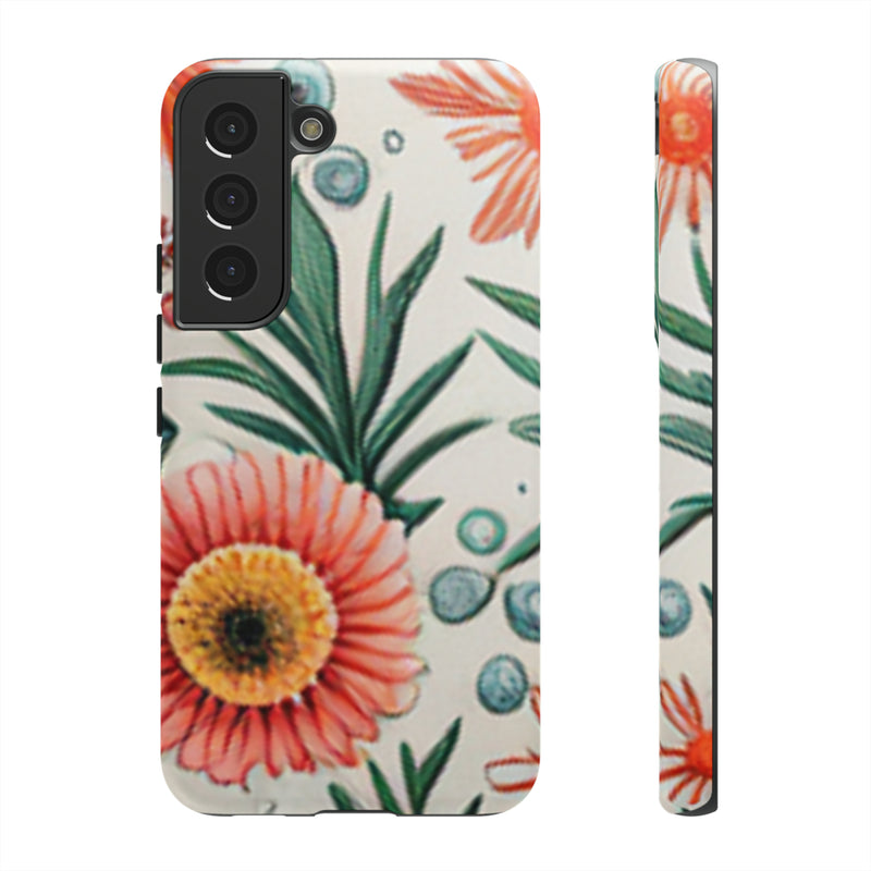 Orange Exotic Flowers Tough Cases All iPhone 15, 14, 13, 12, 11, X, 8 , Google Pixel 7, 6, 5, Samsung Galaxy 23, 22, 21, 20, 10