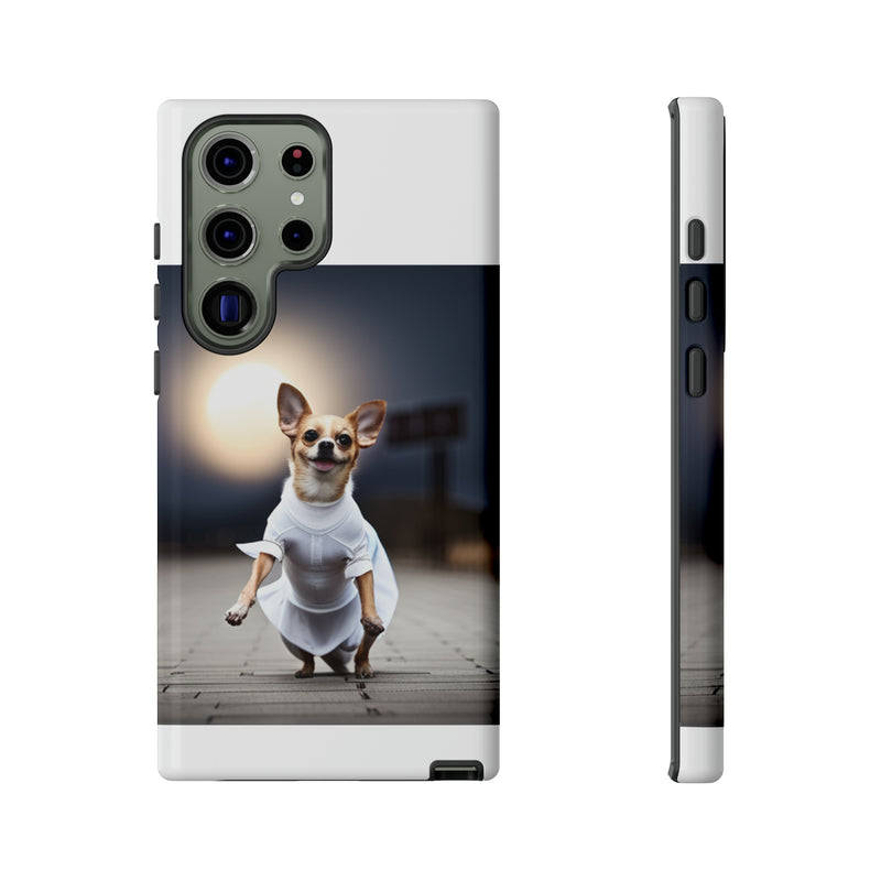 Cute White Dress Chihuahua Tough Cases. All iPhone 15, 14, 13, 12, 11, X, 8 , Google Pixel 7, 6, 5, Samsung Galaxy 23, 22, 21, 20, 10