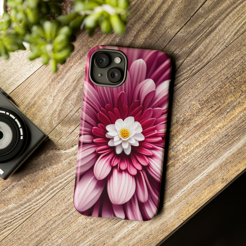 Pink Flower Tough Cases  All iPhone 15, 14, 13, 12, 11, X, 8 , Google Pixel 7, 6, 5, Samsung Galaxy 23, 22, 21, 20, 10