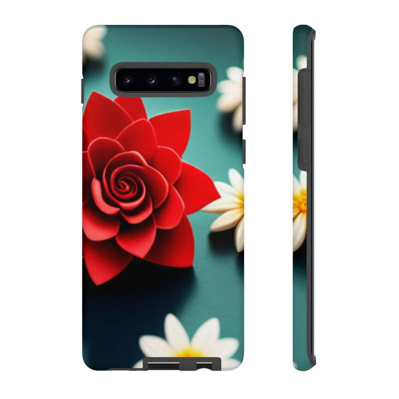 Red Flower On The Connor Tough Cases  All iPhone 15, 14, 13, 12, 11, X, 8 , Google Pixel 7, 6, 5, Samsung Galaxy 23, 22, 21, 20, 10