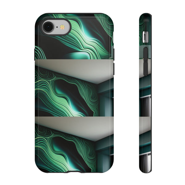 Green Geometric Patterns - Tough Cases  All iPhone 15, 14, 13, 12, 11, X, 8 , Google Pixel 7, 6, 5, Samsung Galaxy 23, 22, 21, 20, 10