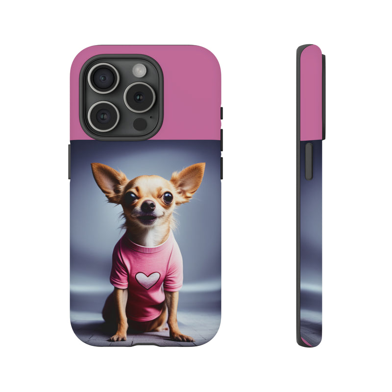 Pink Heart Chihuahua Tough Cases. All iPhone 15, 14, 13, 12, 11, X, 8 , Google Pixel 7, 6, 5, Samsung Galaxy 23, 22, 21, 20, 10