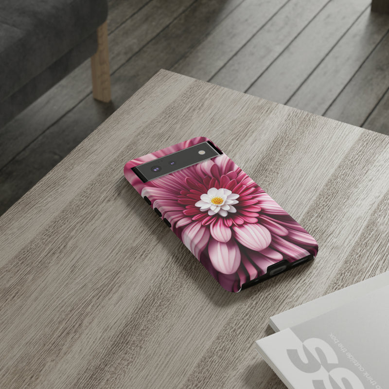 Pink Flower Tough Cases  All iPhone 15, 14, 13, 12, 11, X, 8 , Google Pixel 7, 6, 5, Samsung Galaxy 23, 22, 21, 20, 10