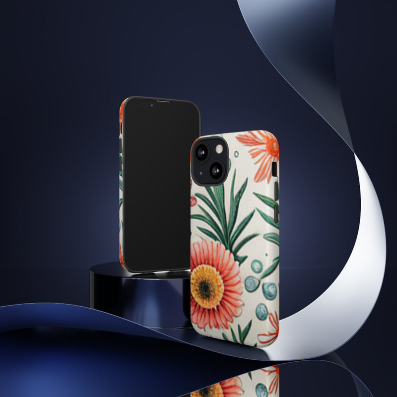 Orange Exotic Flowers Tough Cases All iPhone 15, 14, 13, 12, 11, X, 8 , Google Pixel 7, 6, 5, Samsung Galaxy 23, 22, 21, 20, 10