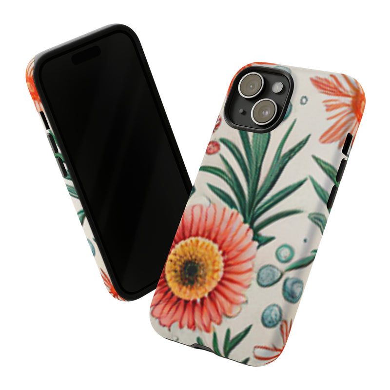 Orange Exotic Flowers Tough Cases All iPhone 15, 14, 13, 12, 11, X, 8 , Google Pixel 7, 6, 5, Samsung Galaxy 23, 22, 21, 20, 10